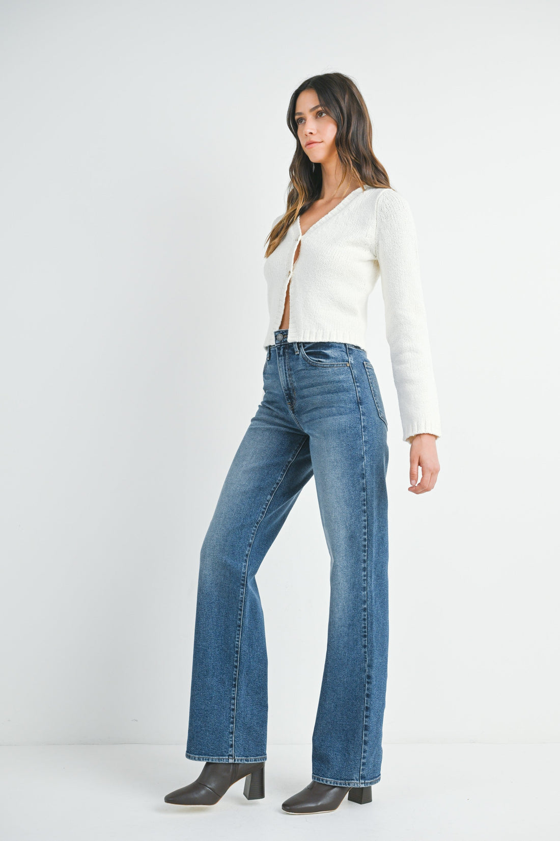 Longer Length Dark Straight Leg Denim