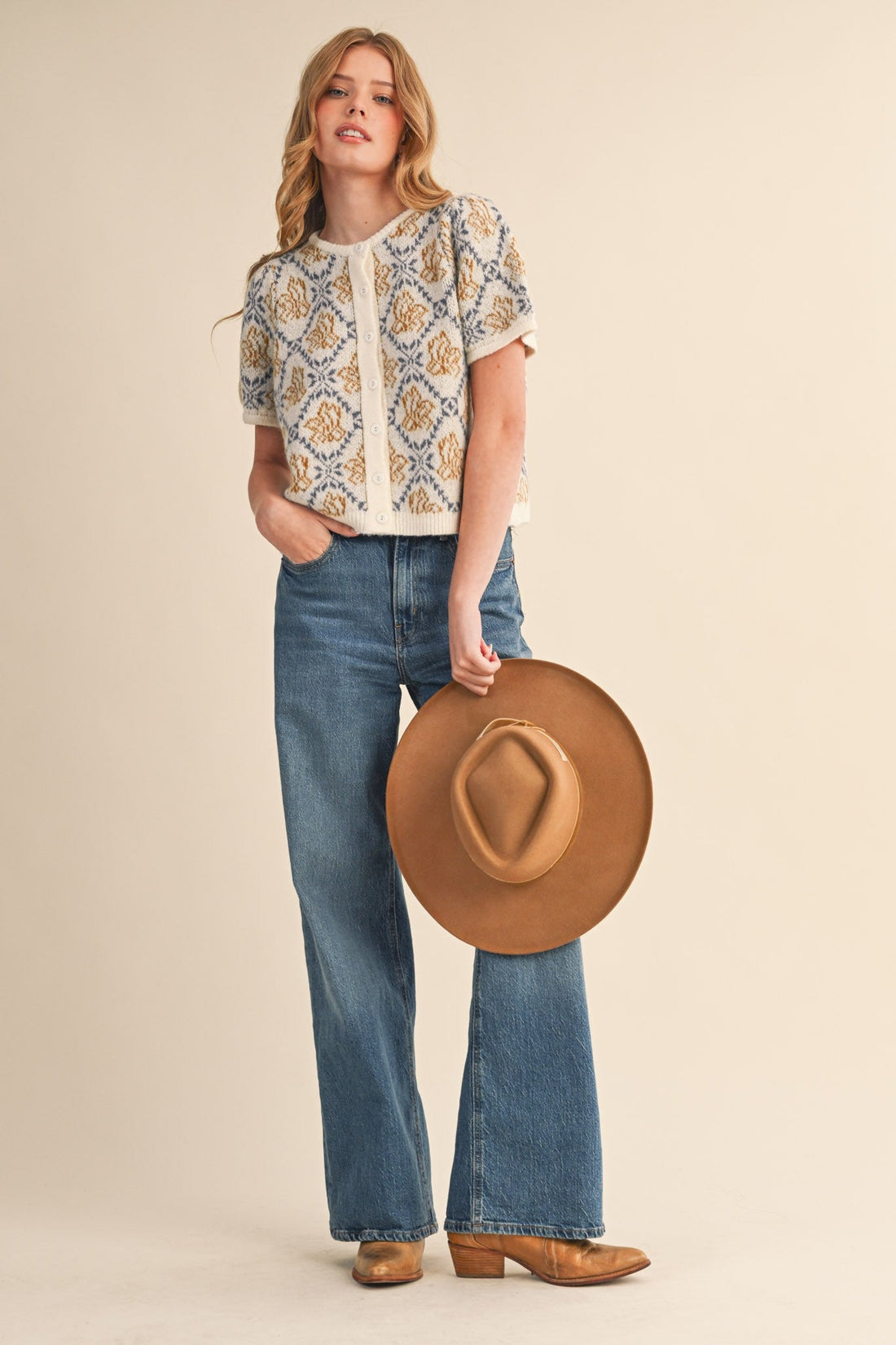 Ivory Blue Floral Mari Cardigan