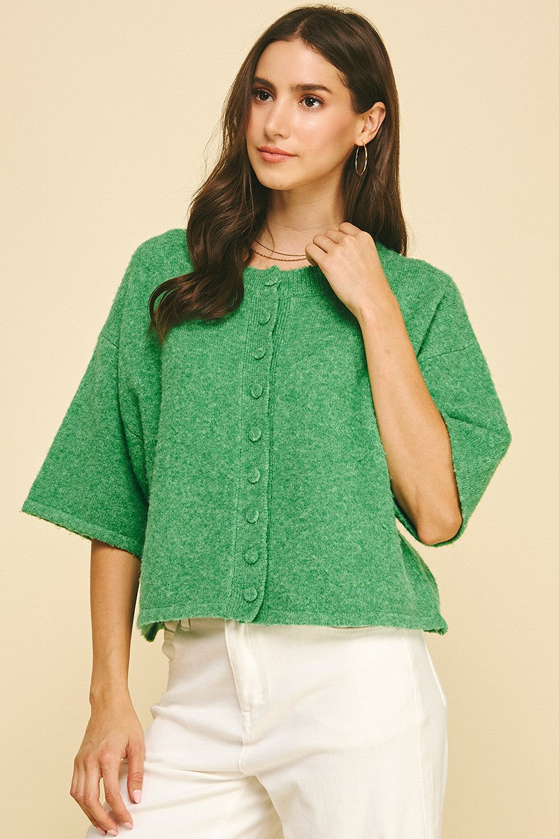 Green Cropped Sweater