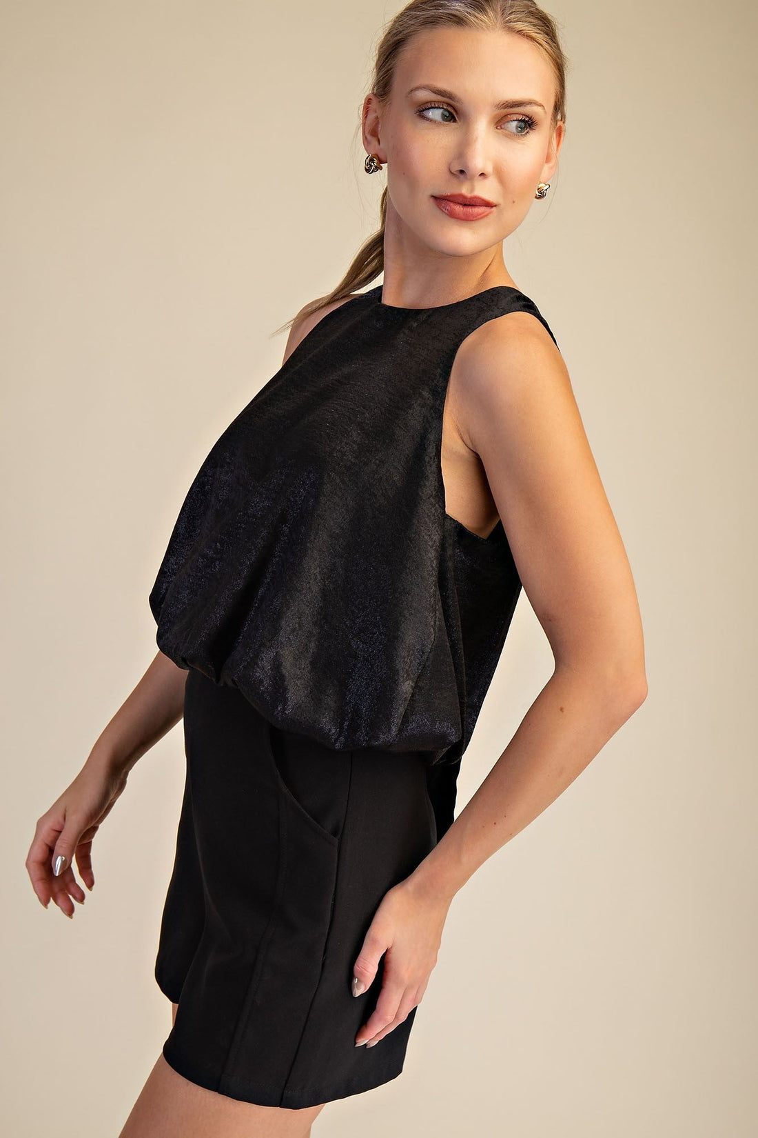 Black Rolly Bubble Top