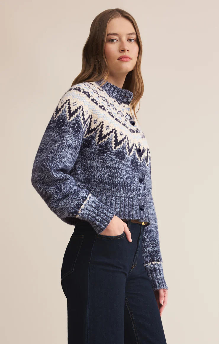 Blue Velvet Heather North Sea Fairisle Cardigan